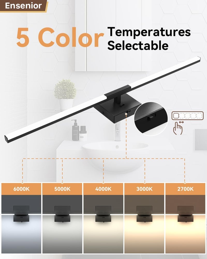 Ensenior Modern Bathroom Vanity Light 32 inch, Built-in Dimmer, 18.5W Dimmable 5CCT Led Bath Lights, Black Bar Vanity Light for Bathroom Mirror Cabinets Bedroom-FCC & ETL Certificated - Image 4